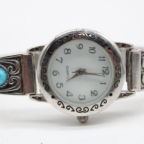 Ladies Western Turquoise Stones Stretch Elastic Band Fashion Watch Varsales - Picture 6 of 8